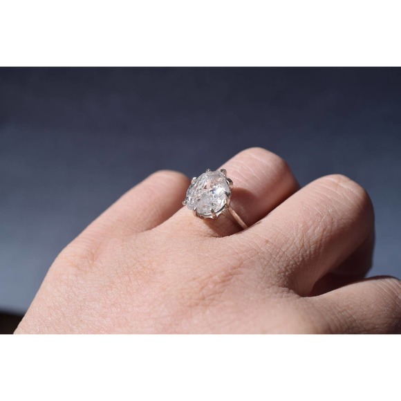 Simple Engagement Ring, Raw Crystal Rings for women size 5 6 7 8 9 - Picture 1 of 9